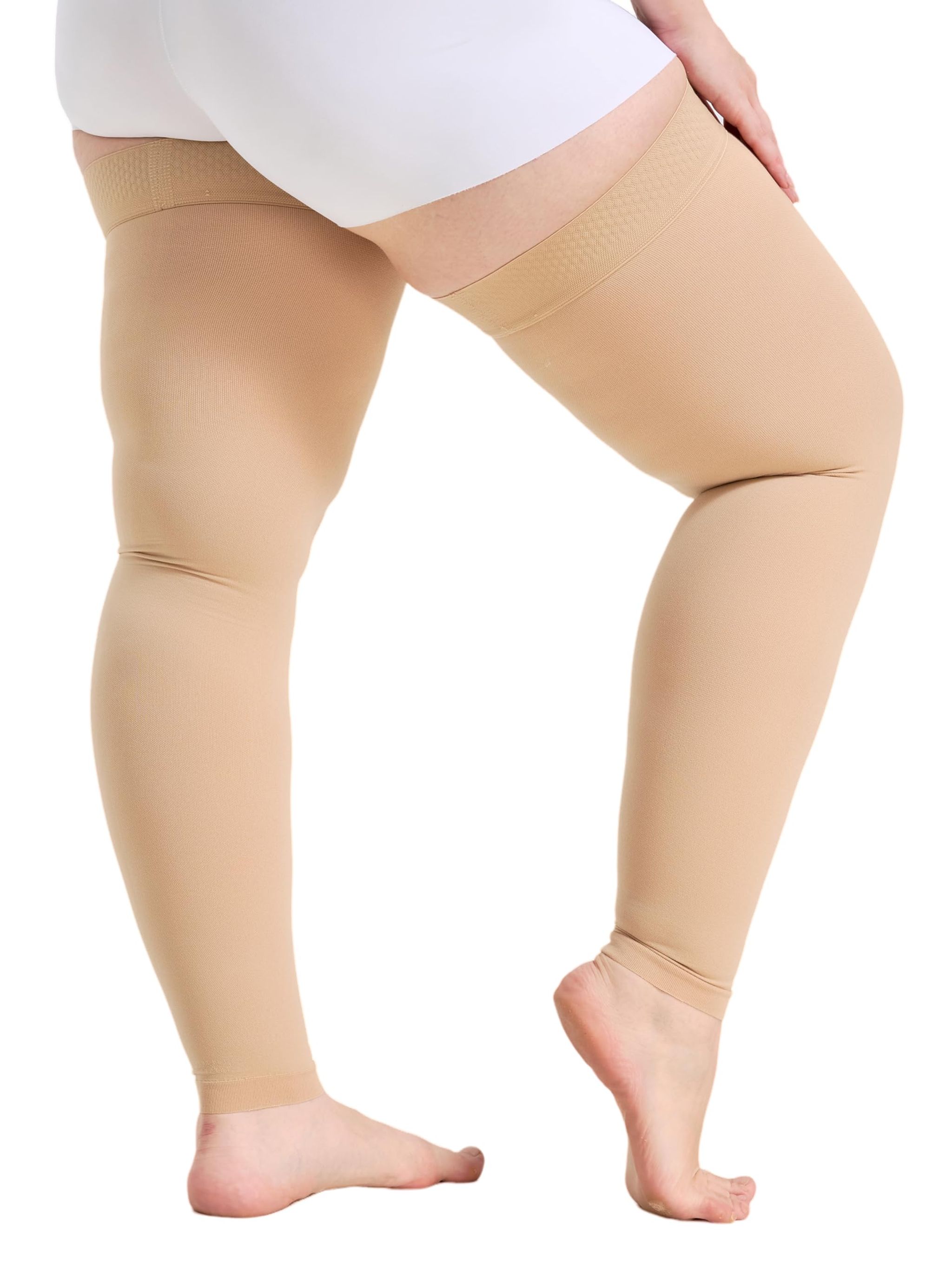 Thigh High Open Toe Compression Stockings 20-30mmHg for Varicose Veins thumbnail 13