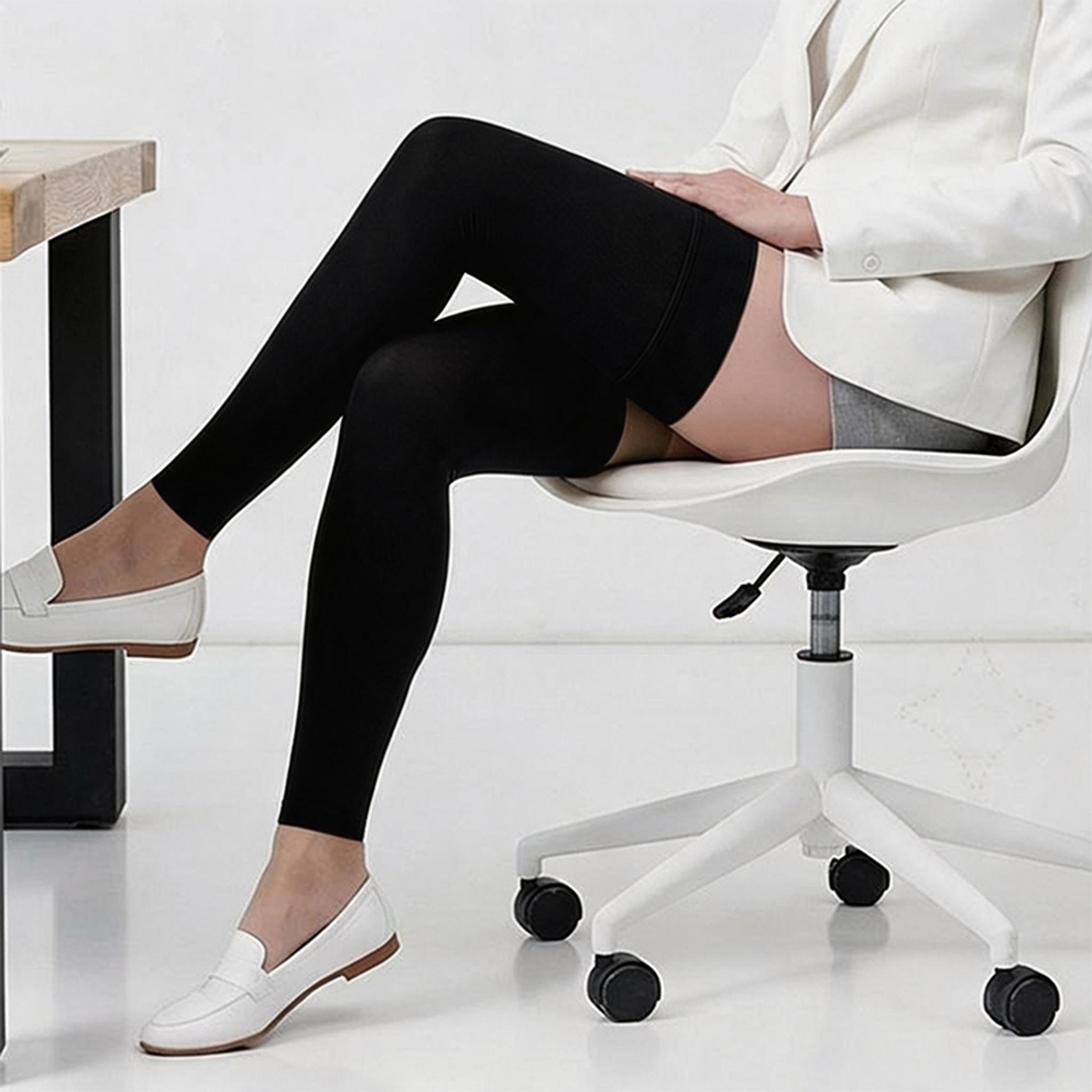 Medical Compression Stockings for Women 20-30mmHg Varicose Vein Pantyhose Knee High with Anti Slip Silicone Band Graduated thumbnail 13