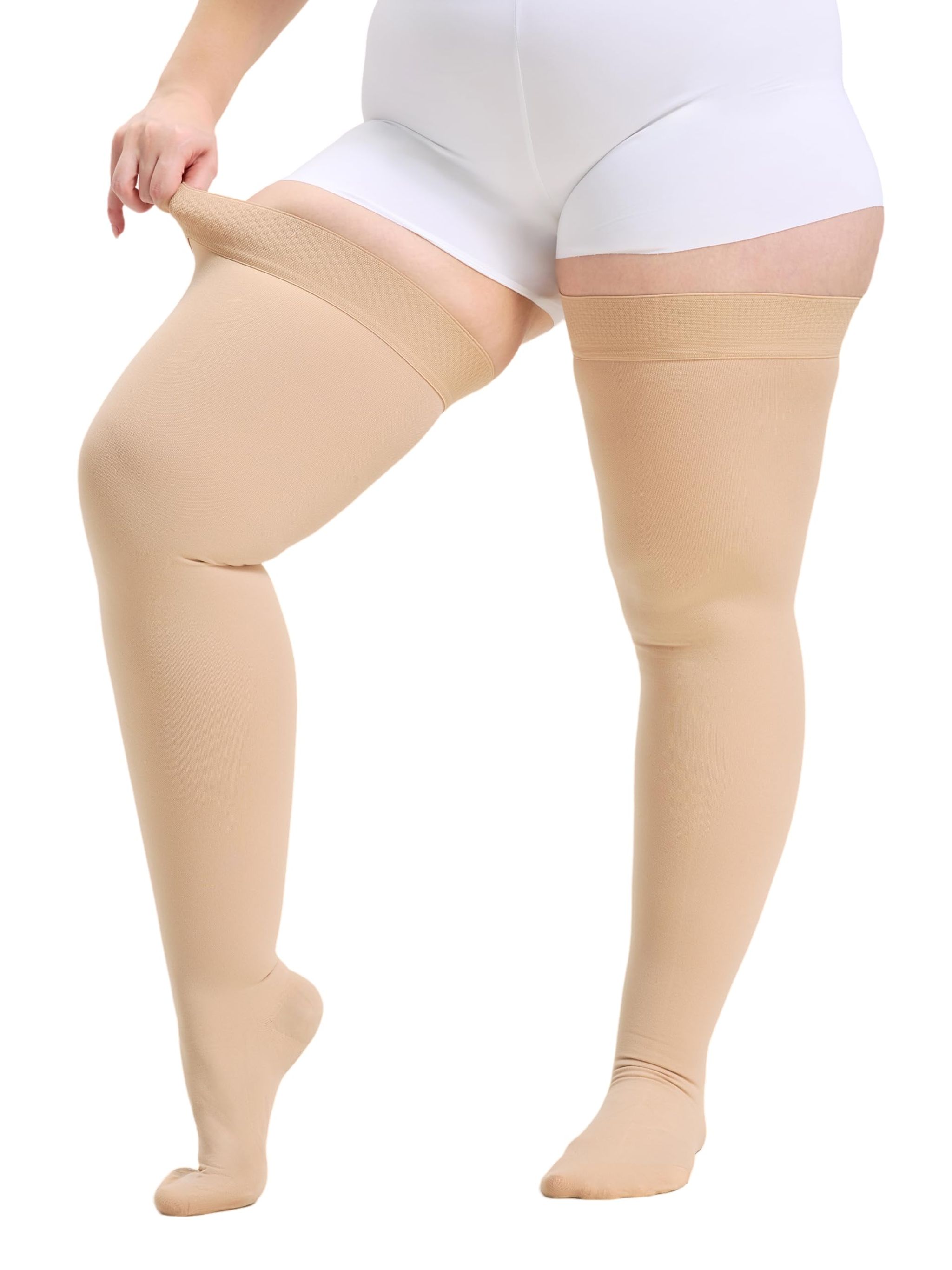 Medias de compresión médicas para mujer 20-30mmHg, pantimedias para varices hasta la rodilla, con banda de silicona antideslizante y compresión graduada miniatura 9