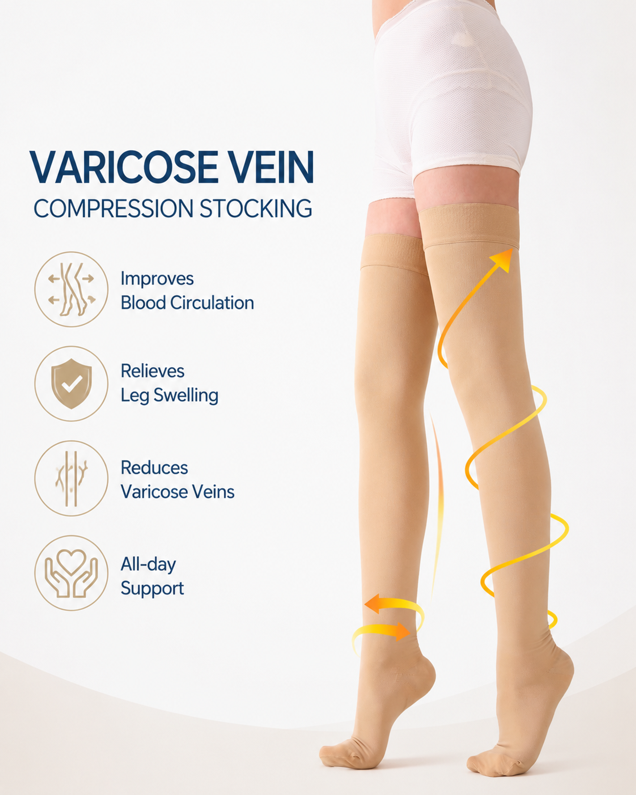Medias de compresión médicas para mujer 20-30mmHg, pantimedias para varices hasta la rodilla, con banda de silicona antideslizante y compresión graduada miniatura 7