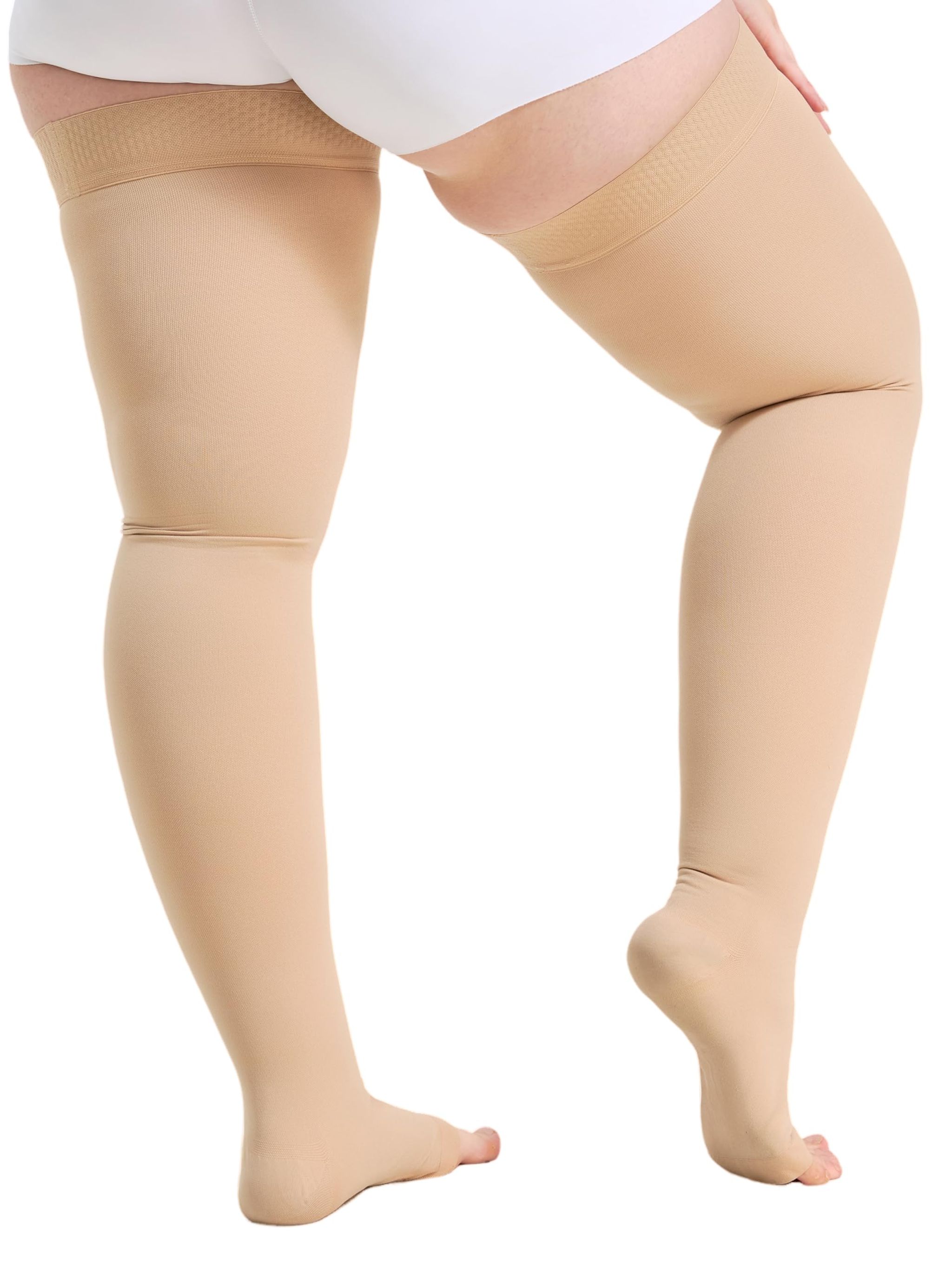 20-30 mmHg Compression Stockings for Men and Women, Thigh High Length, Dot-Top, Open Toe thumbnail 4