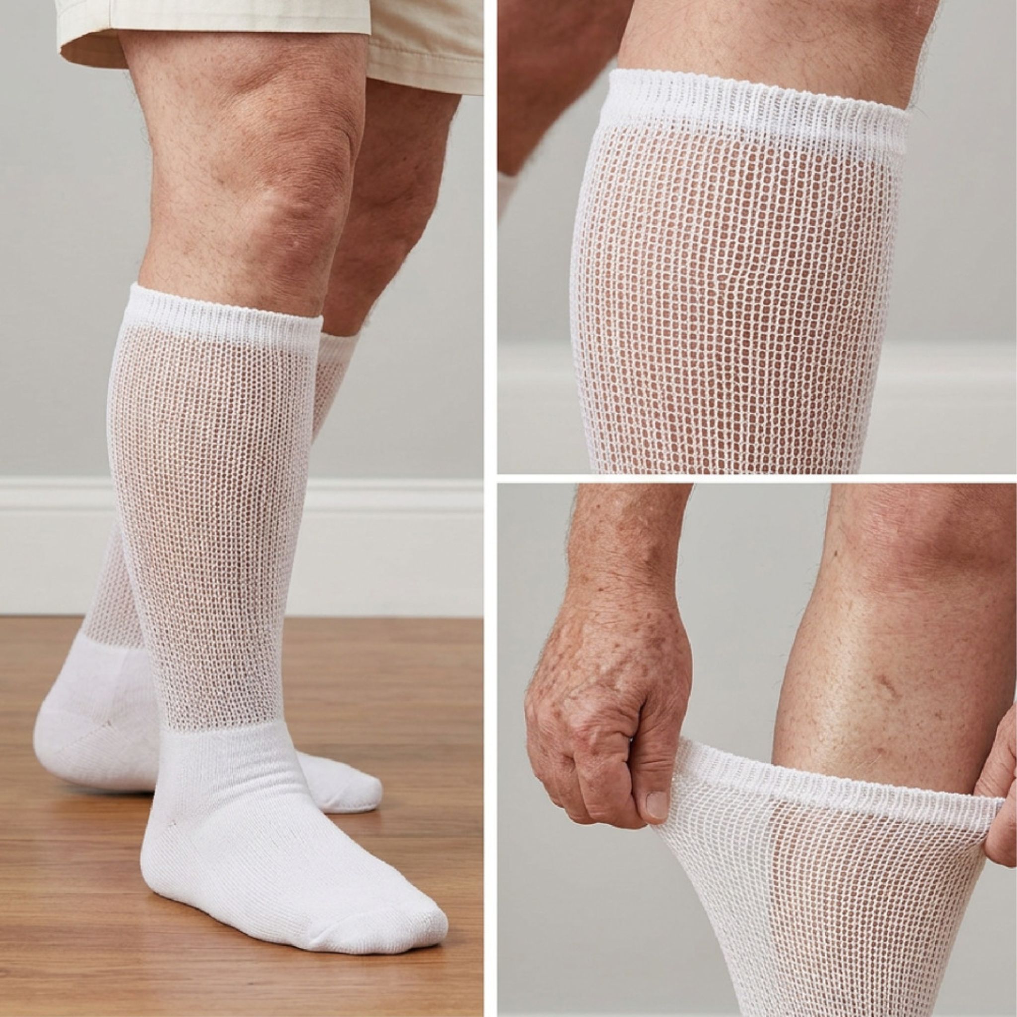 Wholesale Patient Bamboo Anti slip Ultra Soft Loose Seamless Hospital Ankle White Diabetic Socks thumbnail 2
