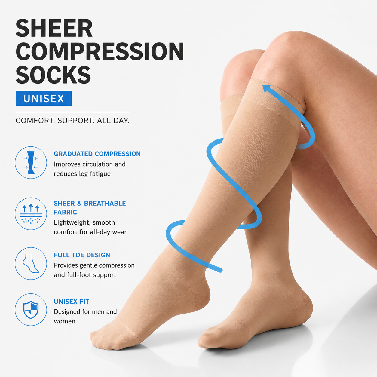 Custom Logo Medical Grade 20-30 mmHg Graduated Compression Socks high quality Knee High Running Travel Compression Socks