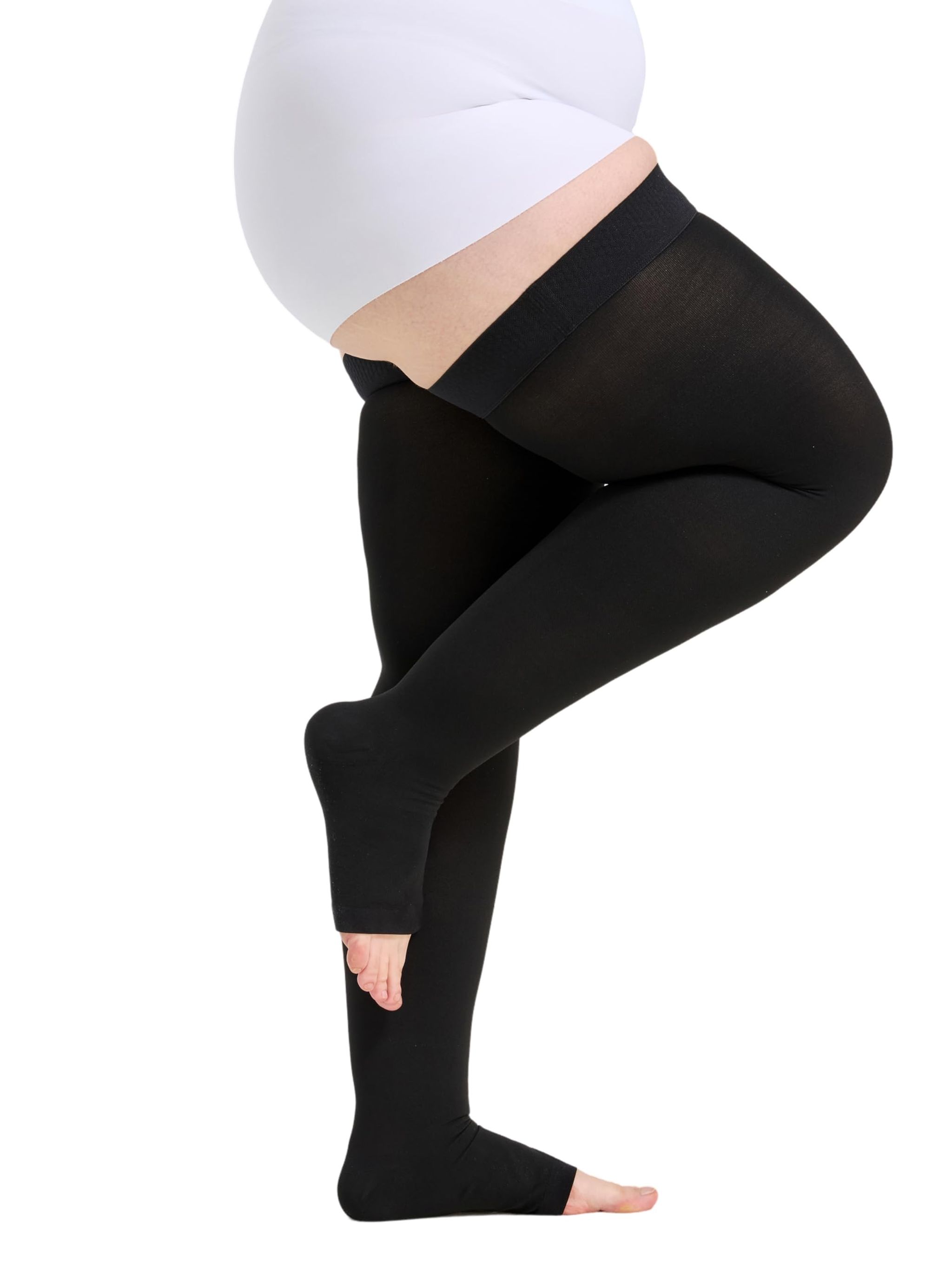 20-30 mmHg Compression Stockings for Men and Women, Thigh High Length, Dot-Top, Open Toe thumbnail 14