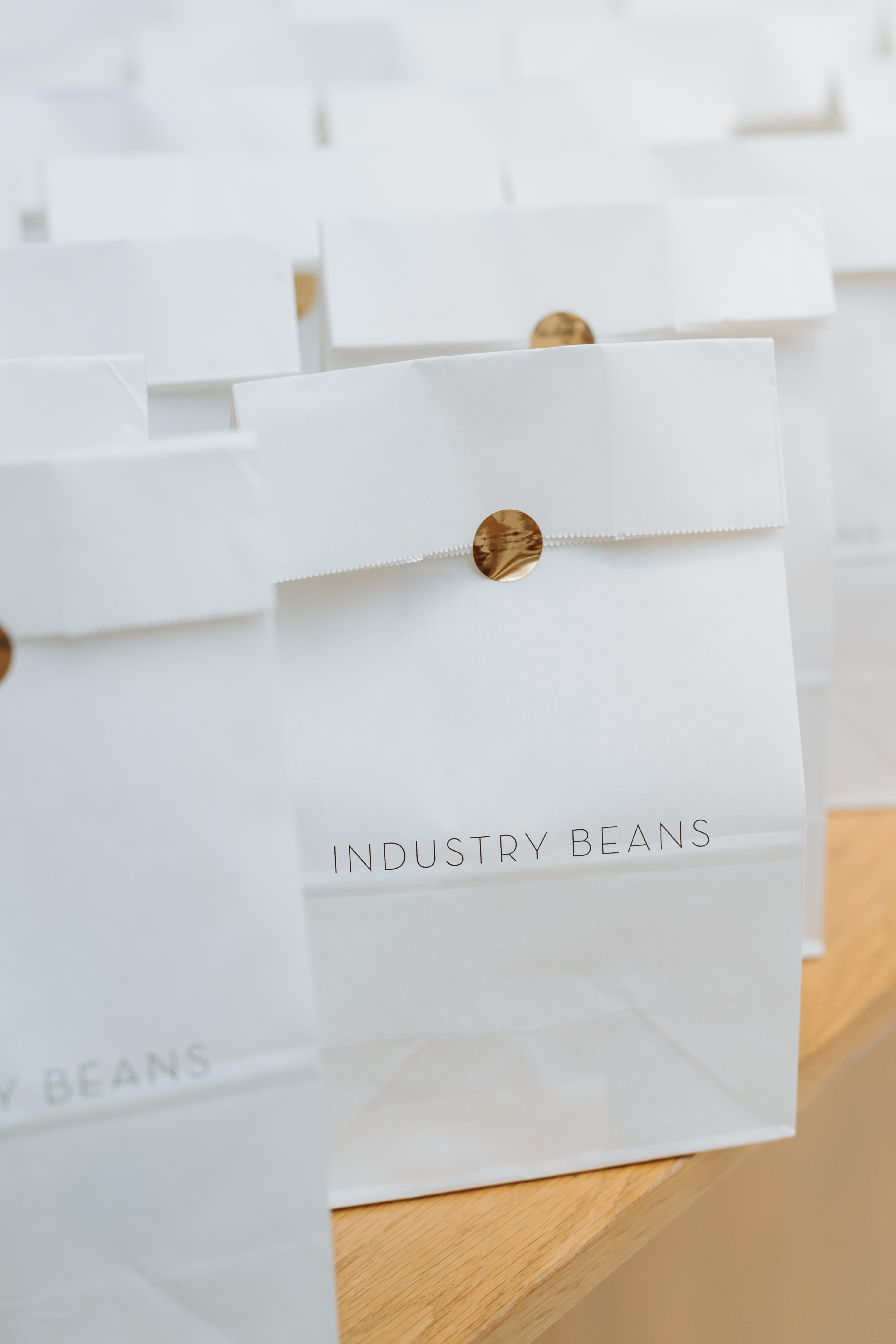 White Industry Beans gift bags arranged for guests at the Newstead Brisbane brand activation.