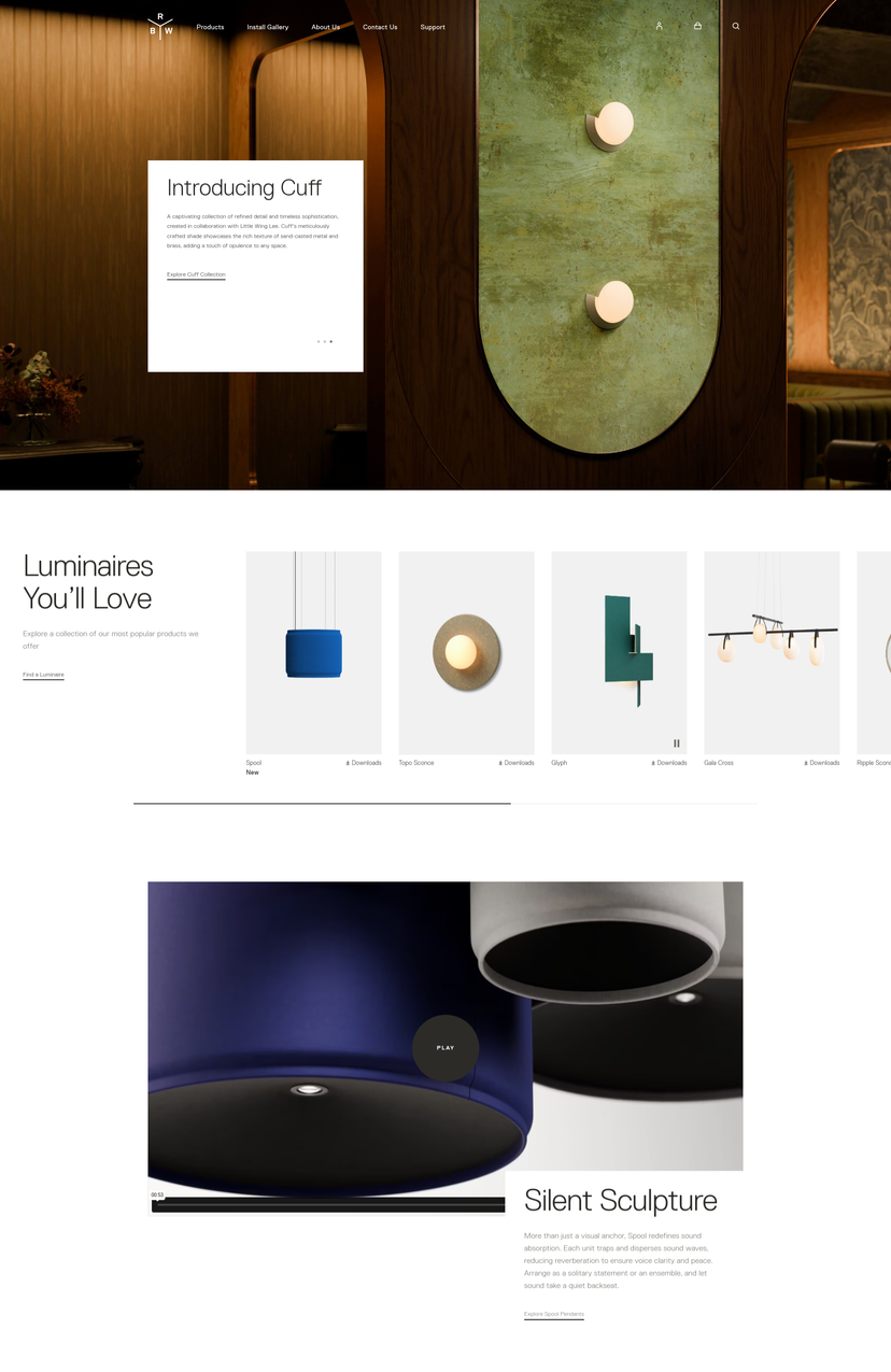 RBW Lighting homepage screenshot