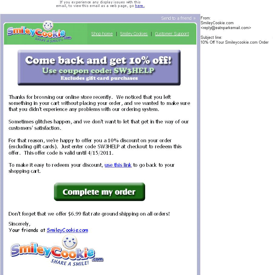 cart abandonment email 2