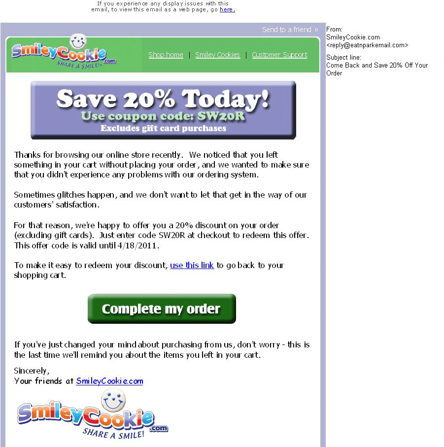 Cart abandonment email 3