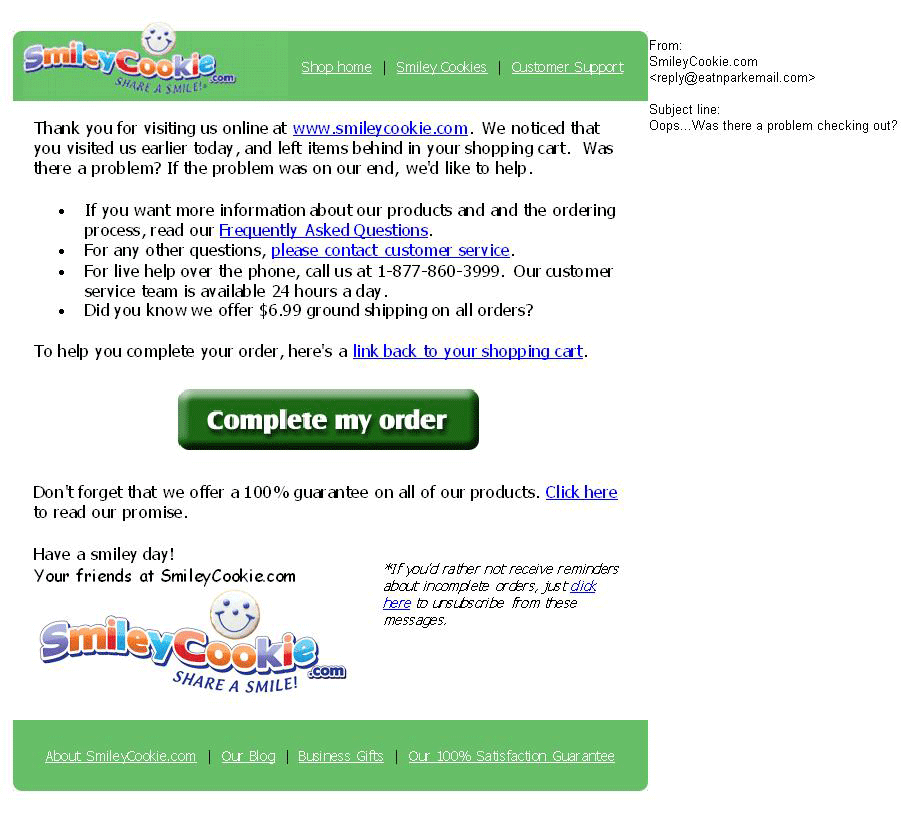 cart abandonment email 1