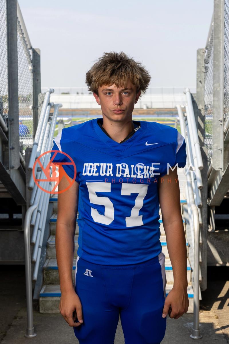 CHS Vikings football player in a number 57 Coeur d'Alene jersey
