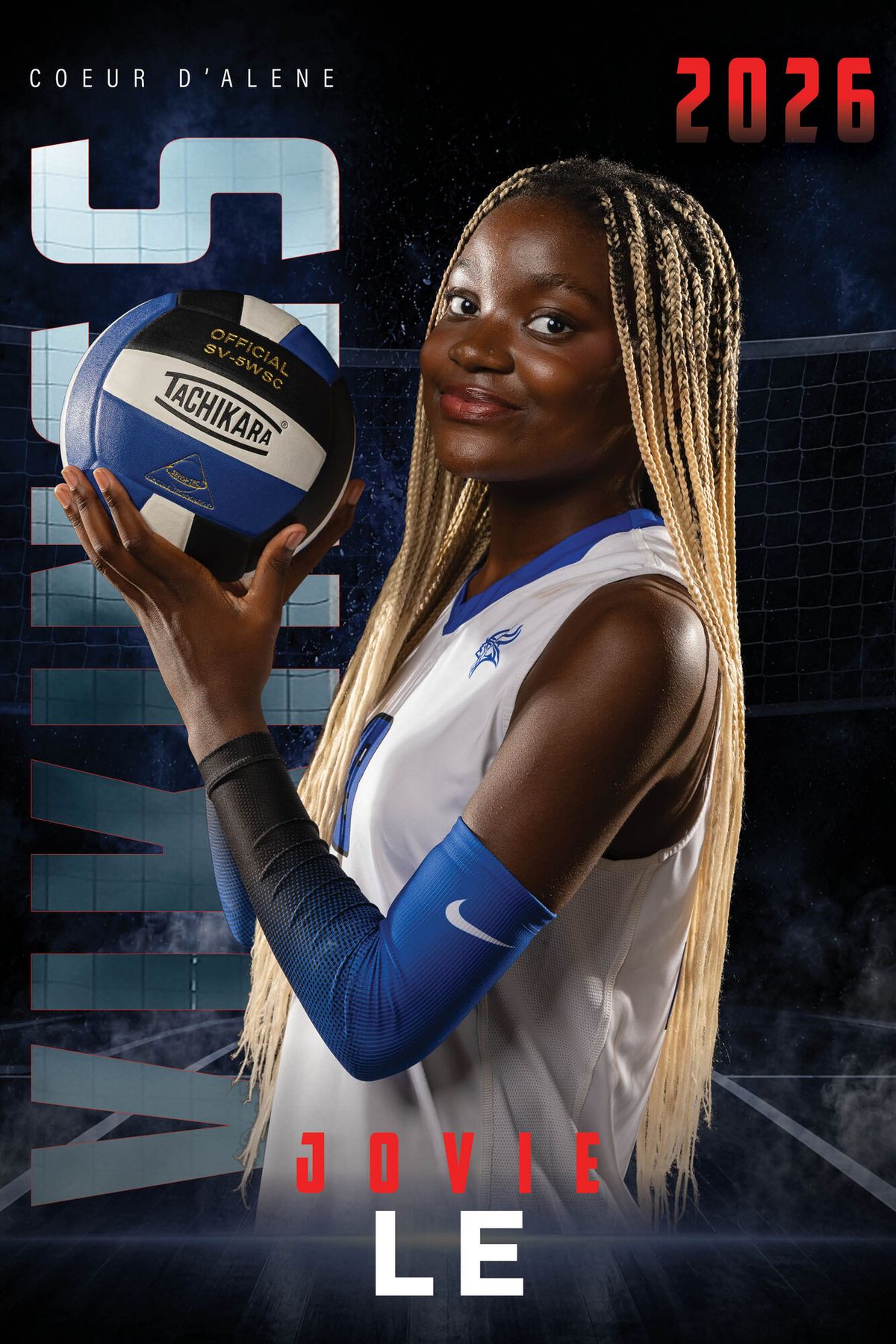 Individual athlete banner for a Coeur d'Alene Vikings volleyball player
