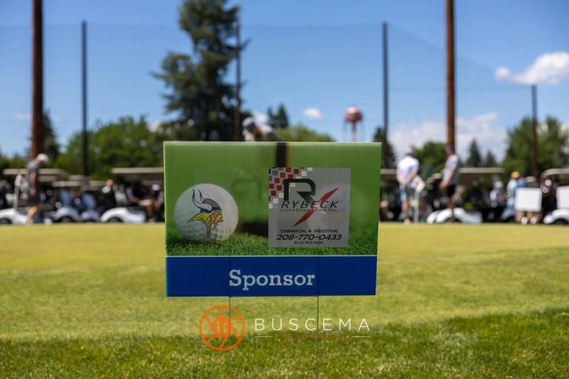 Hole sponsor sign on the Avondale driving range