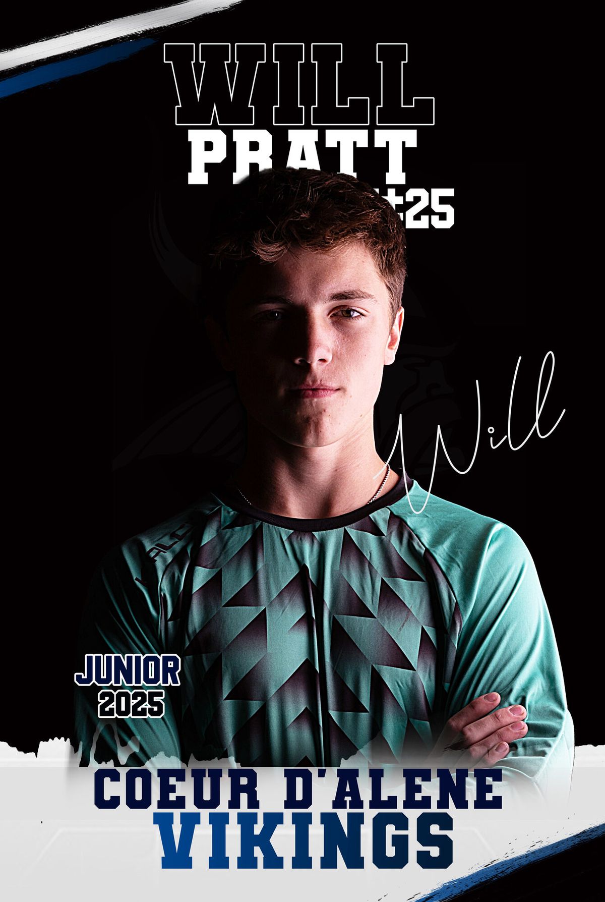 Individual athlete banner for a Coeur d'Alene Vikings soccer player