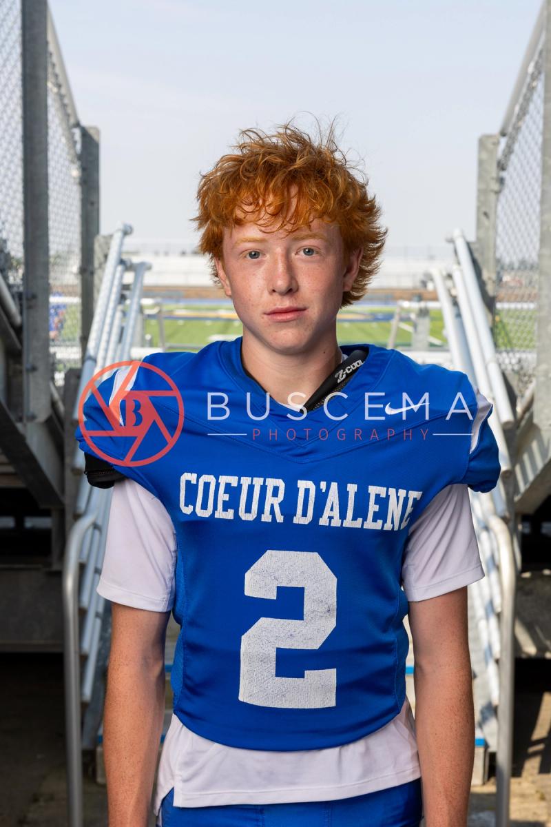 Coeur d'Alene Vikings football player in a number 2 Coeur d'Alene jersey
