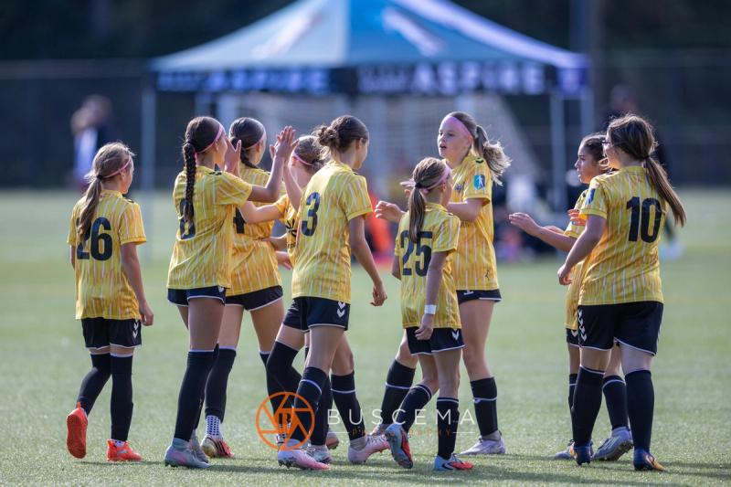 Sting 13G Academy players gathering to celebrate on the field