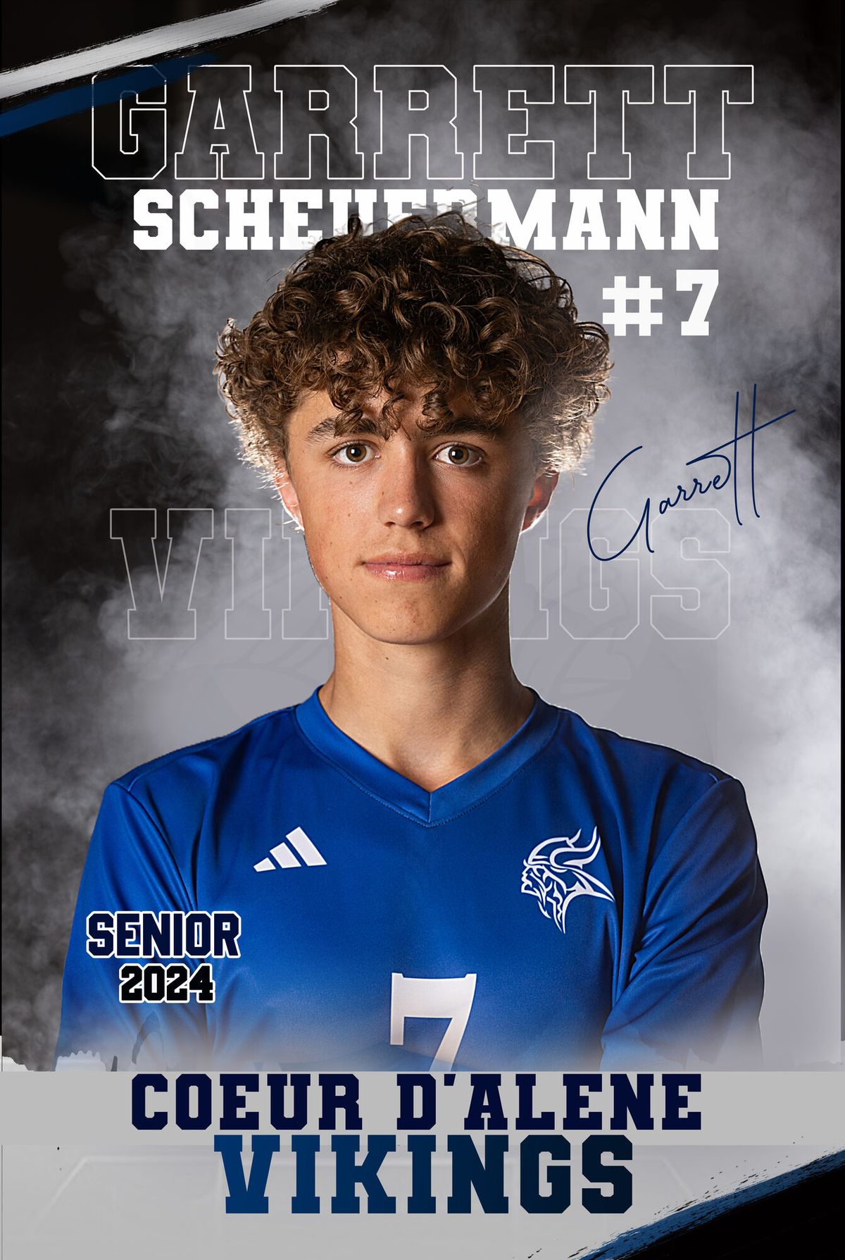 Individual athlete banner for a Coeur d'Alene Vikings soccer player