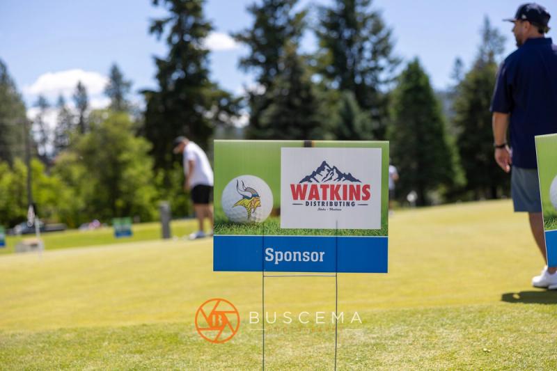 Watkins Distributing hole sponsor sign on the Avondale course