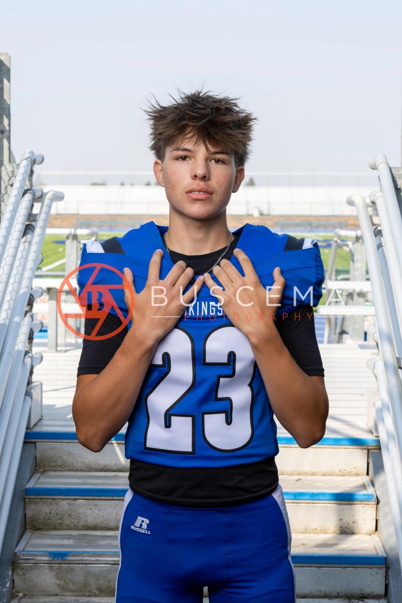 Coeur d'Alene High School football player in a number 23 Vikings jersey