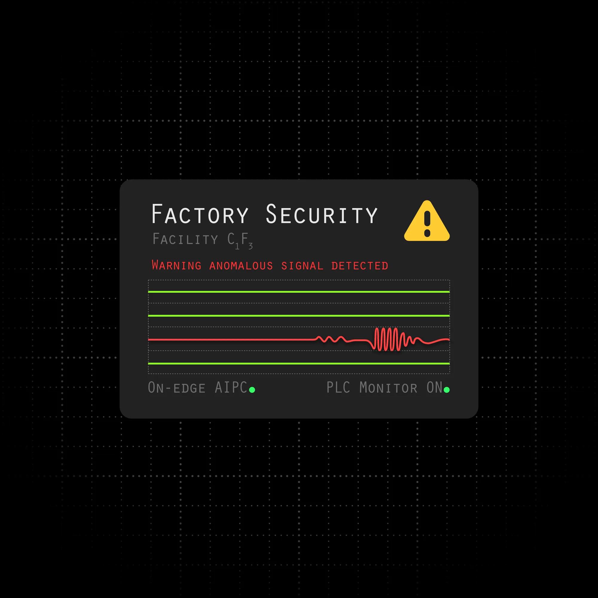 widget data visualization of factory security with a red malicious signal