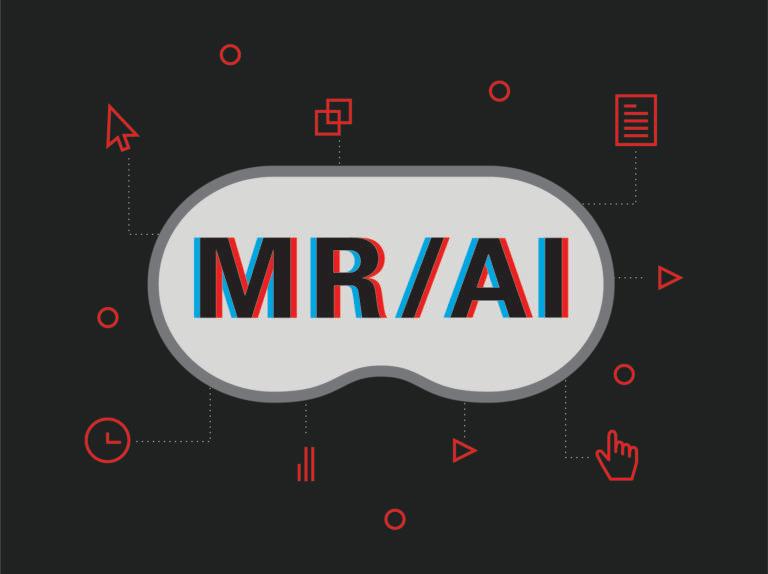 Image depicting the combination of mixed reality and artificial intelligence and its connection to various manufacturing tasks