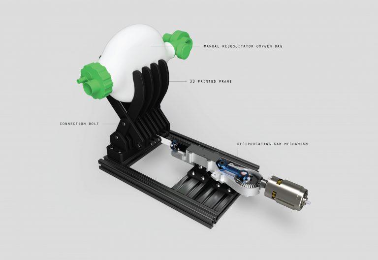 Prototype design of a ventilator incorporating consumer-level power tools, such as a reciprocating saw