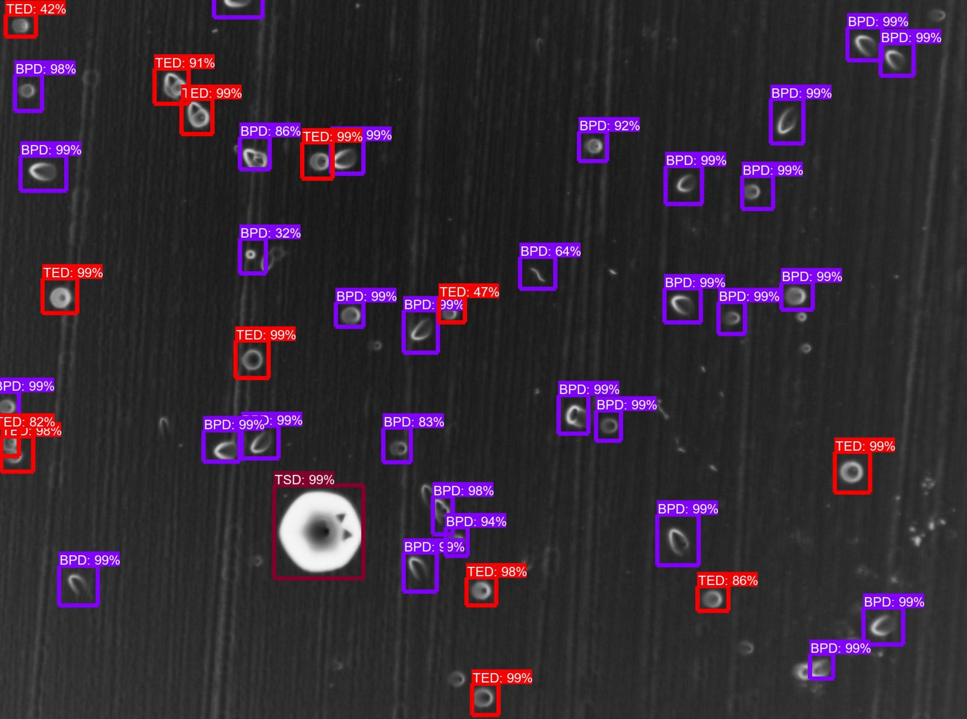 An automated defect detection device being used in manufacturing