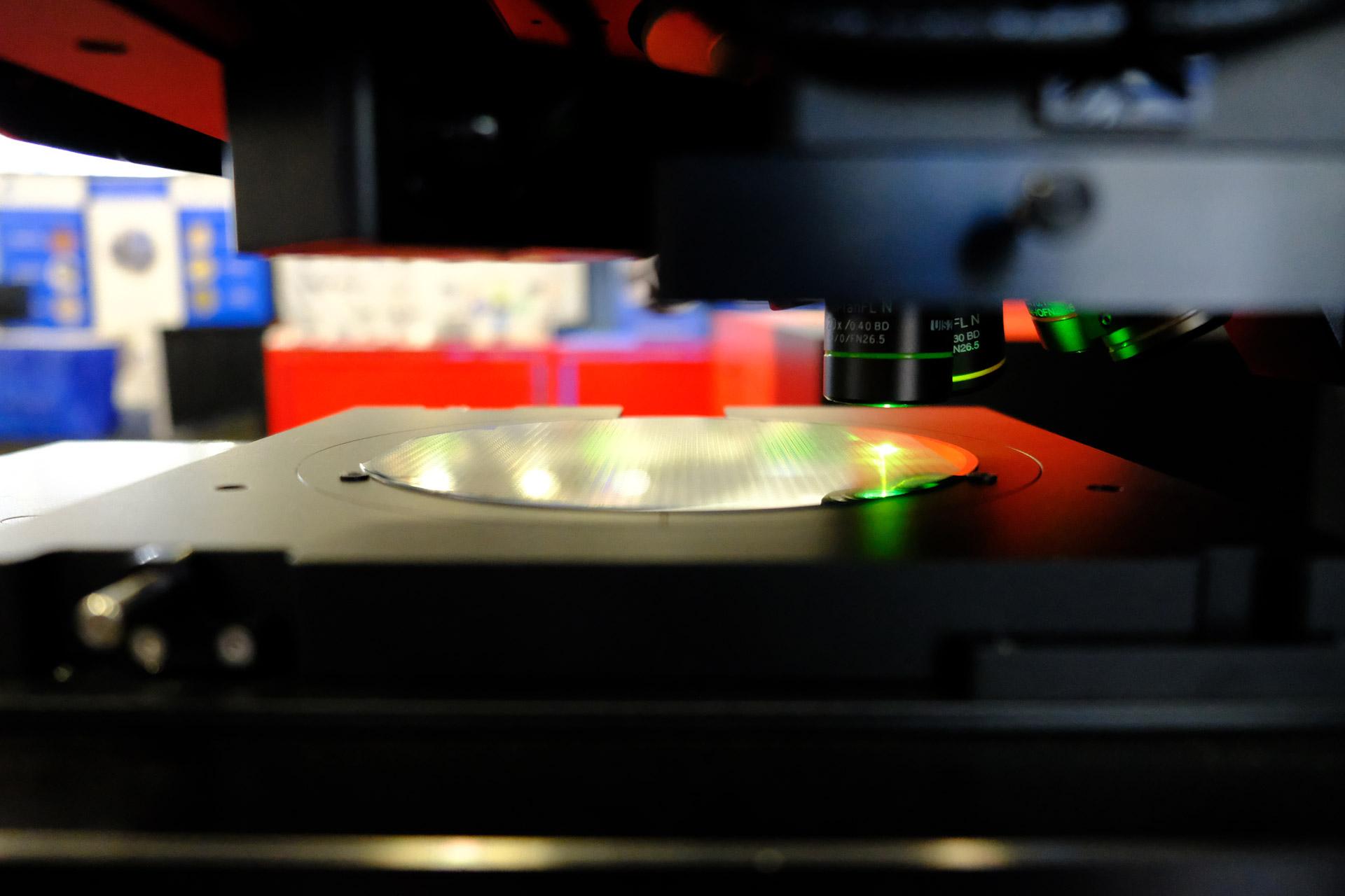 An automated optical inspection system being used to optimize manufacturing quality control