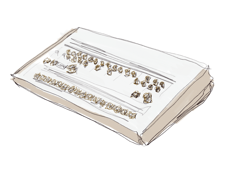 Hand drawn image of a Roland TR-808 programmable drum machine