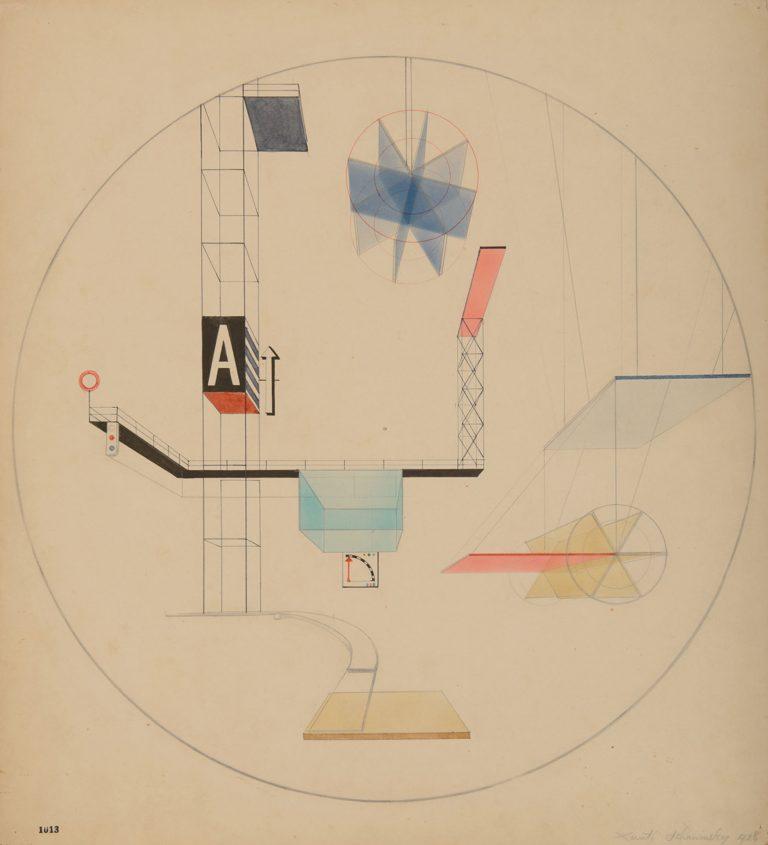 Bauhaus work by Xanti Schawinsky (1904-1979, Swiss), 1926, Untitled, Mixed media, 54 x 48.9 cm. iL