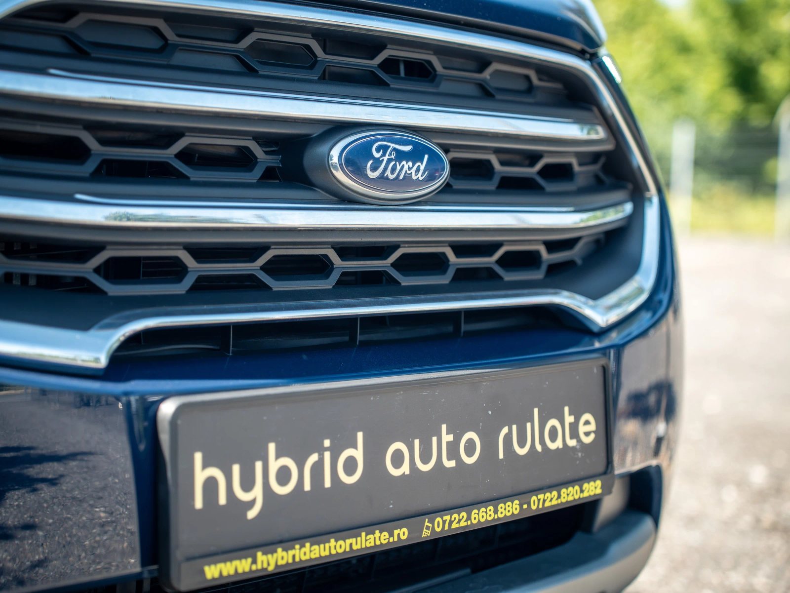 Ford EcoSport — detaliu al grilei frontale și emblemei.
