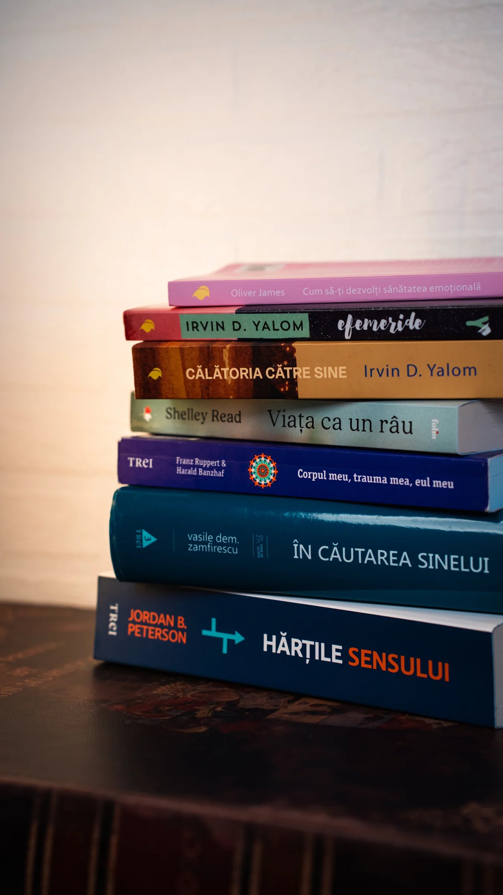 Teanc de cărți așezate pe o masă