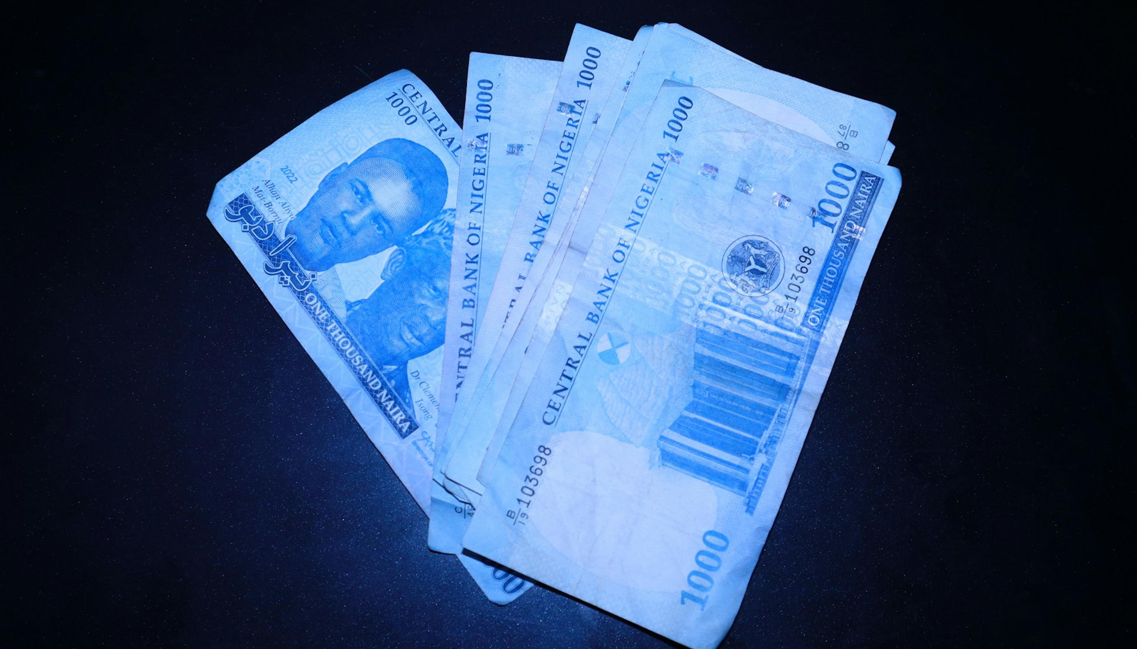 Naira notes on a table