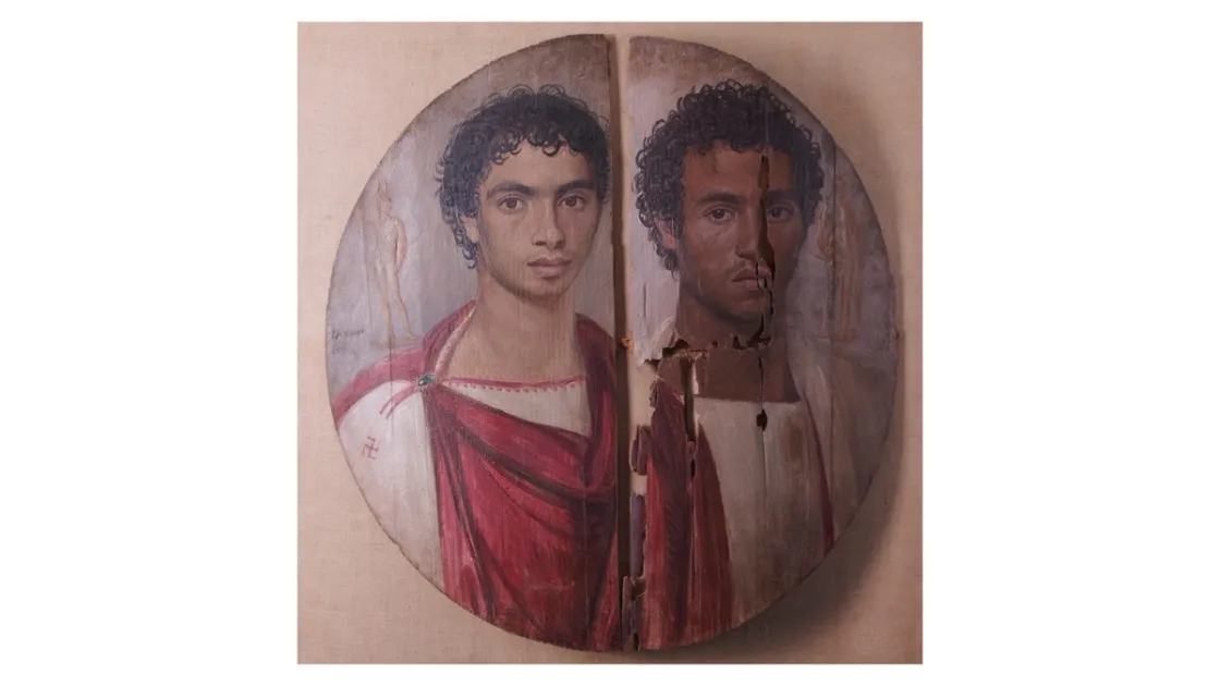 Il Tondo ligneo dei due Fratelli, noto anche come “Tondo di Antinoopolis”, conservato al Museo Egizio del Cairo. L’opera, datata alla metà del II secolo d.C., sarà esposta all’Ara Pacis dopo il restauro