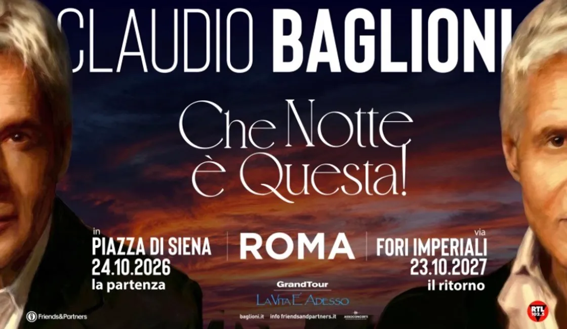 Claudio Baglioni torna a Roma: due concerti evento tra Piazza di Siena e Fori Imperiali