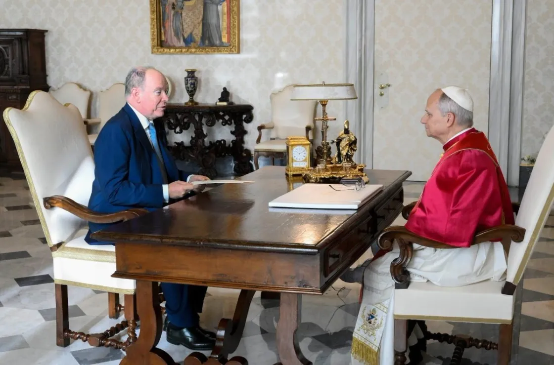 Papa Leone con Alberto II di Monaco in Vaticano il 17 gennaio scorso (Vatican Media)