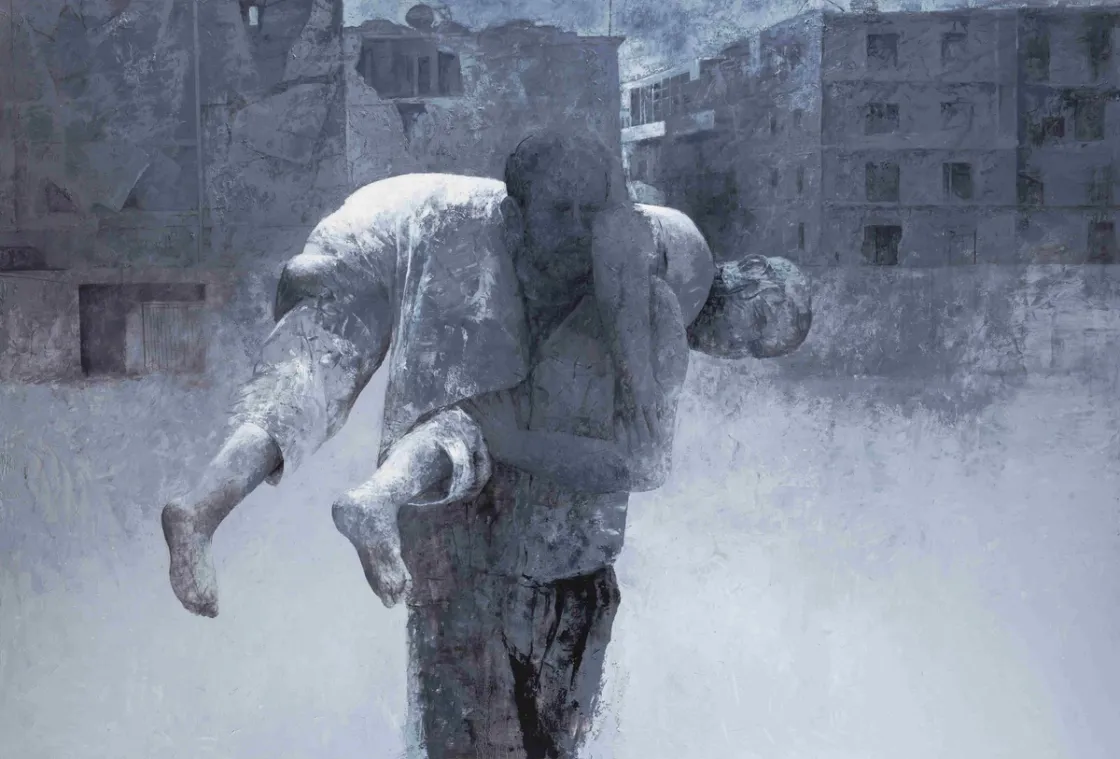 Pedro Cano, Carico, 2018. Olio su tavola, 120x180cm (Foto José Luis Montero)