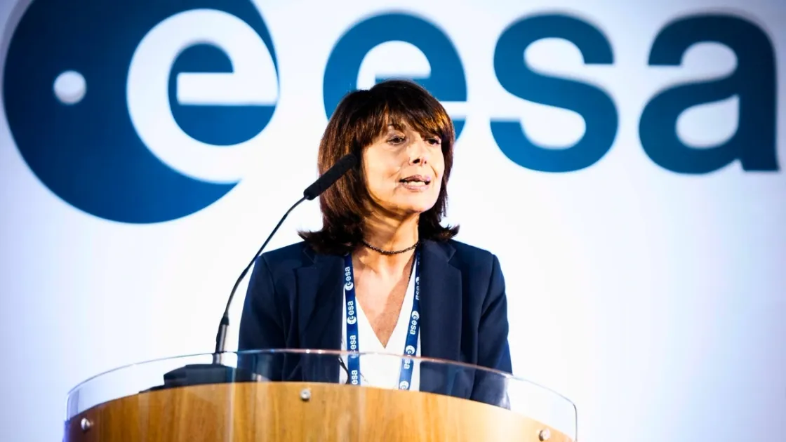 La vicepresidente della Regione Lazio, Roberta Angelilli, durante il suo discorso all'ESA-ESRIN di Frascati, 12 settembre 2025 (Regione Lazio)