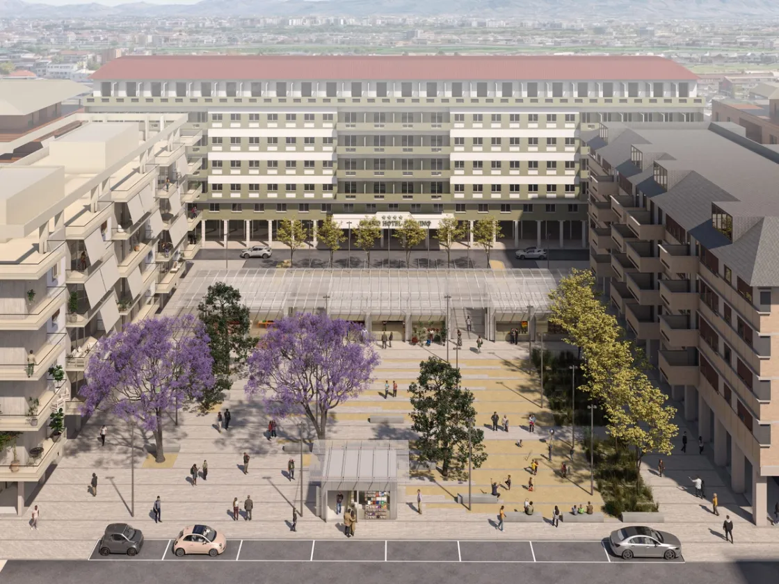 Rendering della futura piazza