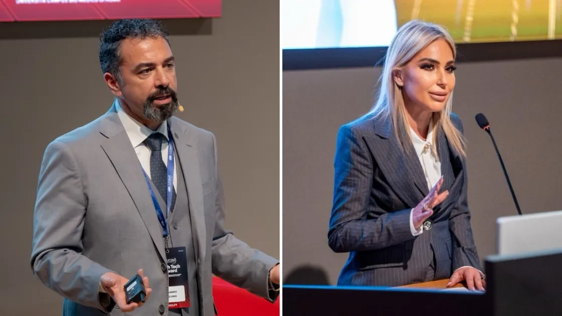 Leonardo Pecchia (EmTechItaly) ed Elisa Zambito Marsala (Intesa San Paolo)