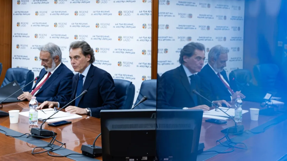 Il presidente della Regione Lazio Rocca e l'assessore Maselli alla presentazione del piano periferie della Regione Lazio, 2 luglio 2026