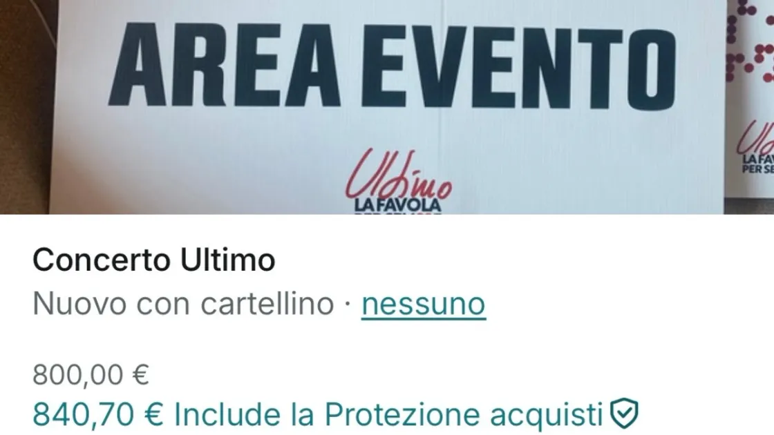 Concerto di Ultimo, su Vinted spuntano i cartelli del piano sicurezza: in vendita anche a 800 euro