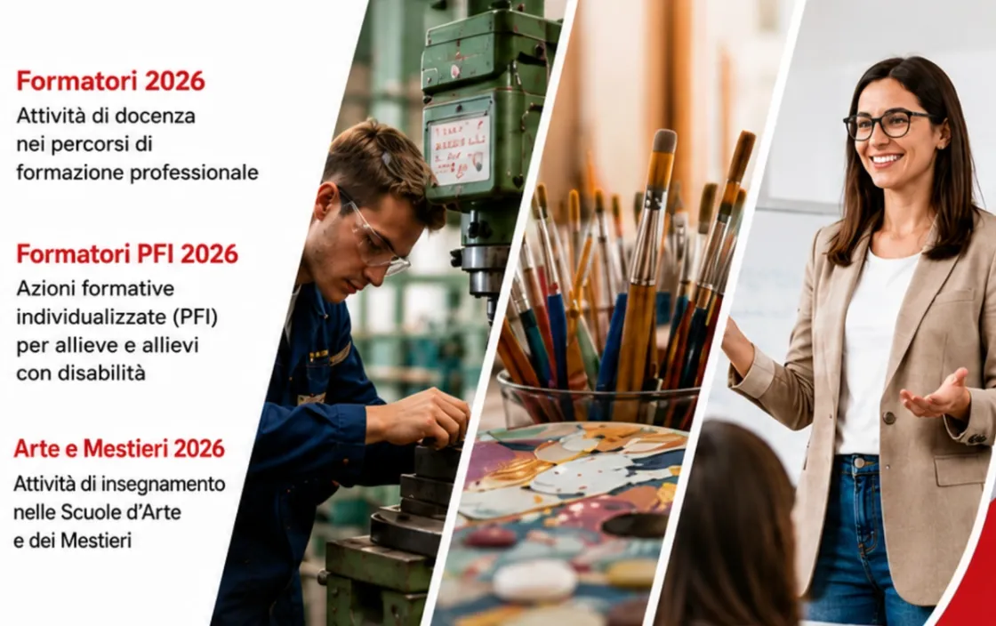 Formazione professionale, pubblicati i nuovi avvisi 2026 per docenti e formatori nei Cfp e nelle Scuole d'Arte e dei Mestieri