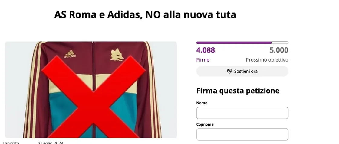 As Roma, lanciata petizione per rimuovere la felpa Adidas