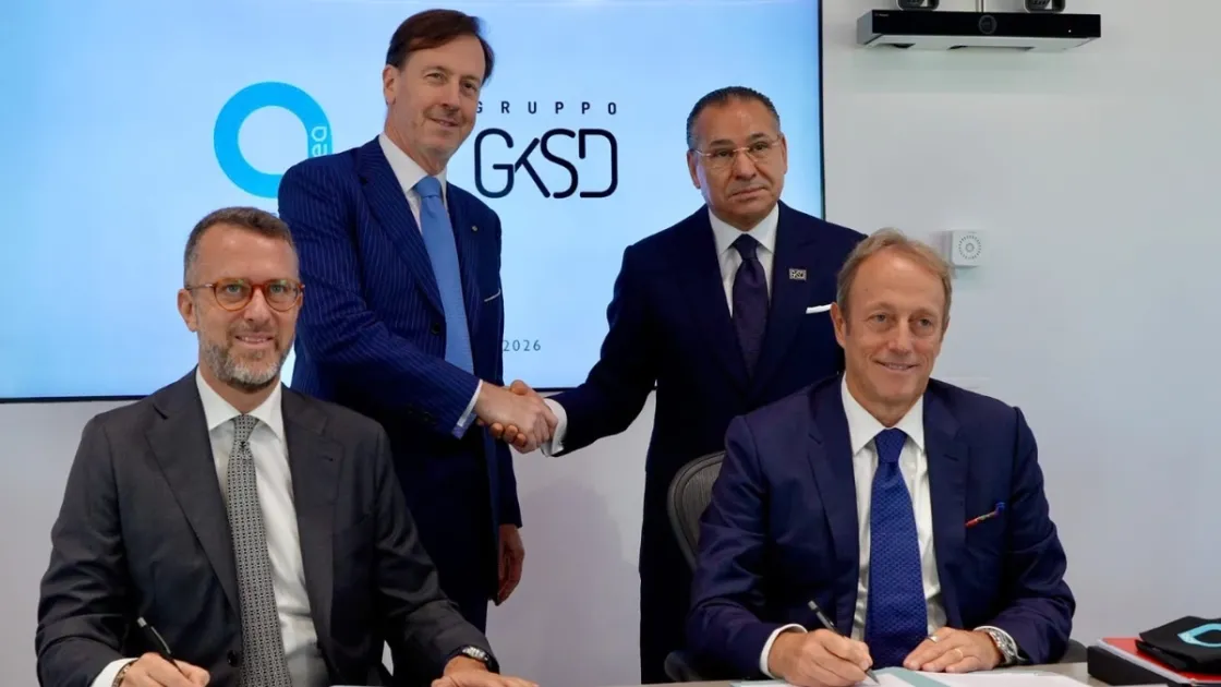 Da sinistra: Gabriele Di Cintio, ad di Acea Ambiente, l’ad e dg del Gruppo Acea, Fabrizio Palermo, il presidente GKSD Kamel Ghribi e Massimo Tivegna, presidente GKSD Green Solutions