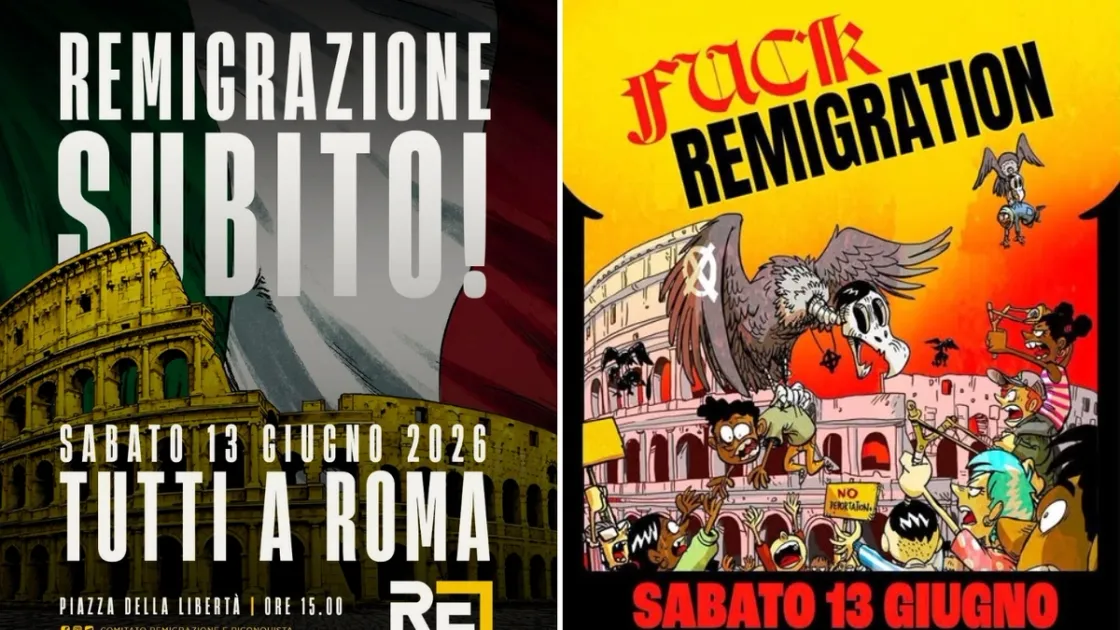 I volantini dei due eventi principali in programma sabato 13 giugno a Roma
