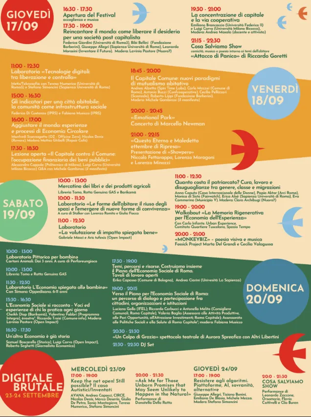 La locandina con tutti gli appuntamenti