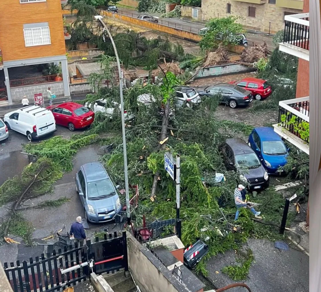 Trombe d'aria travolgono Prati Fiscali e Conca d'Oro: la viabilità va in tilt 