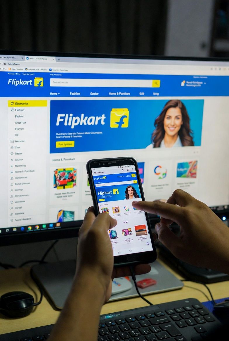 Man searching for flipkart offers manually
