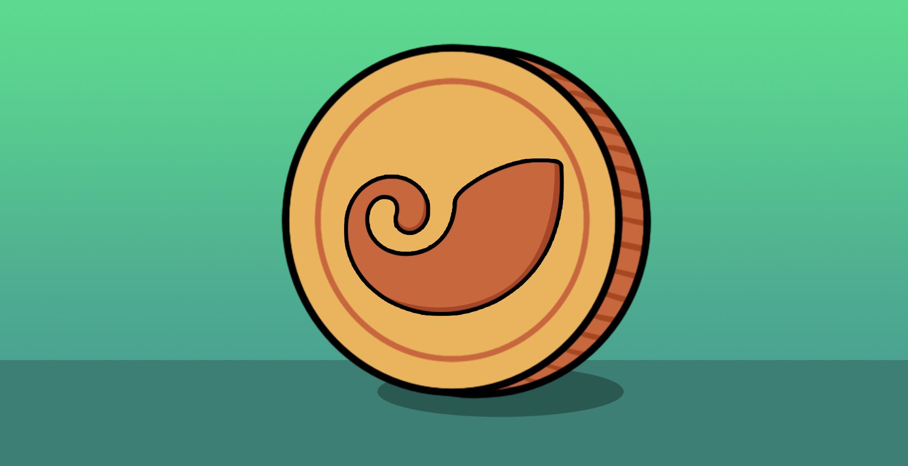 Pièce dorée avec le logo imToken sur fond vert.