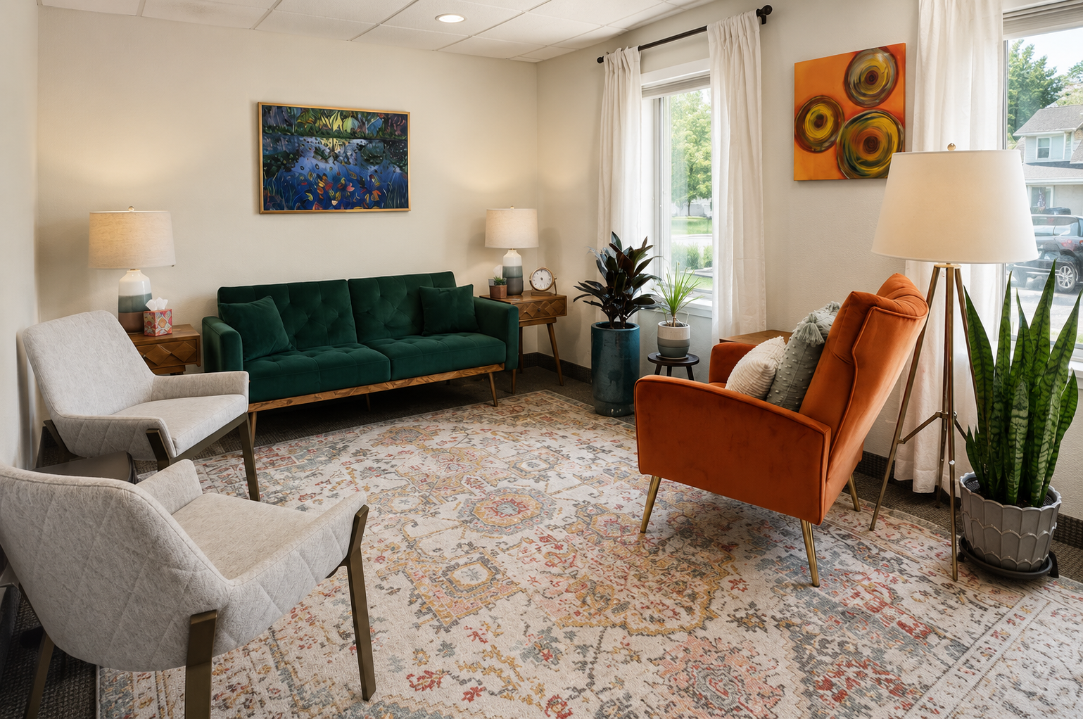 Therapy office seating area
